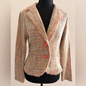 Zoompy Women’s Tweed Blazer with Pink Buttons & Trim